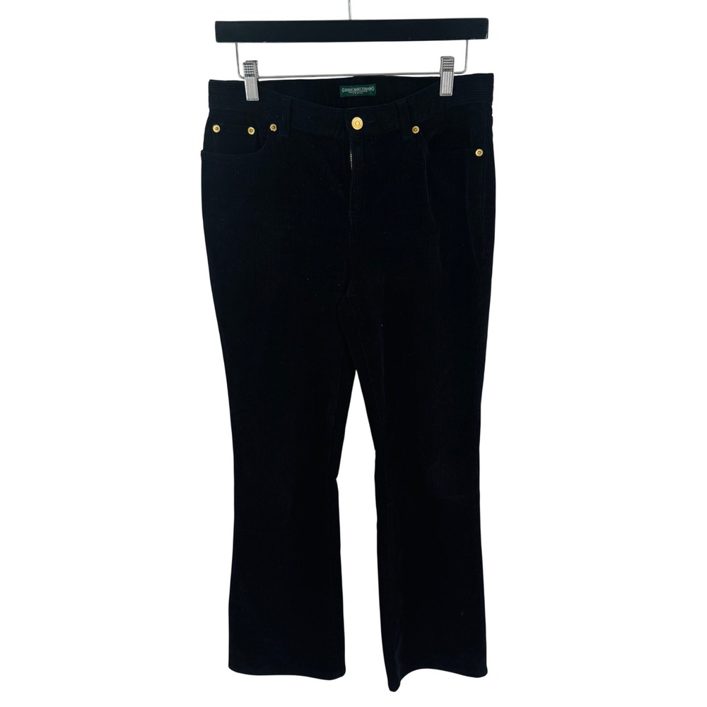 Lauren Jeans Company Ralph Lauren Petite Black Corduroy Flare Pants Size 6P‎